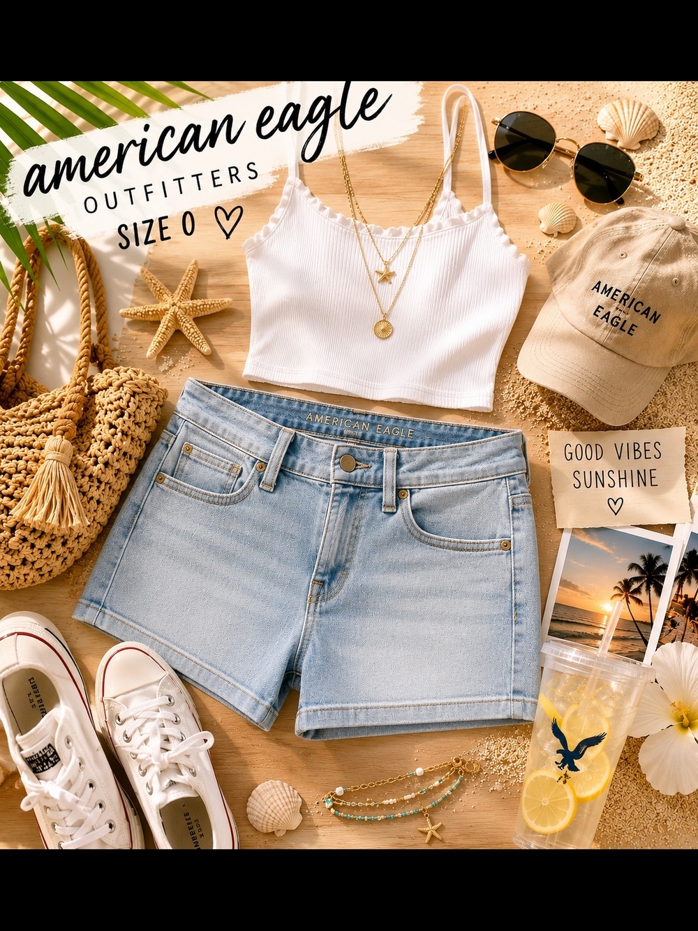 American Eagle Light Blue Denim Shorts